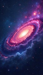 Wall Mural - Awe-inspiring Cosmic Galaxy Vibrant Nebulae and Distant Stars Swirl in a Spectacular Display, Perfect for Science, Astronomy, and Space Exploration Projects.