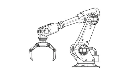 Robot Arm Illustration A Detailed Technical Drawing for Automation and Robotic Engineering