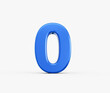 © Aqsa - Vibrant blue 3D number zero, a sleek numerical symbol. 3d illustration