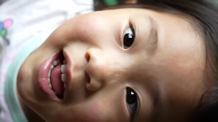 Charming Close-Up of a Young Girl's Expressive Face, capturing candid emotions and youthful