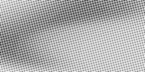 Wall Mural - Dotted gradient halftone background. Horizontal seamless dotted pattern in pop art style. Abstract modern stylish texture. Fade gradient black and white half tone background.