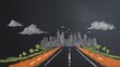 © Indrawan - Cityscape road chalk drawing