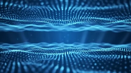 Dynamic Blue Particle Waves Abstract Background Seamless Loop Motion Graphics: Futuristic Technology Data Network Connection Digital Design Visual