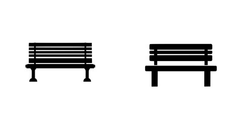 Wall Mural - Minimalist black-and-white vector illustration of a park bench silhouette for design and decoration