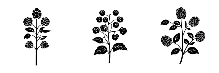 Wall Mural - Black-and-white vector illustration of minimalist flower silhouettes in a simple design style