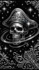Wall Mural - Cosmic pirate skull illustration
