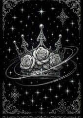 Wall Mural - Regal floral cosmic elegance illustration.