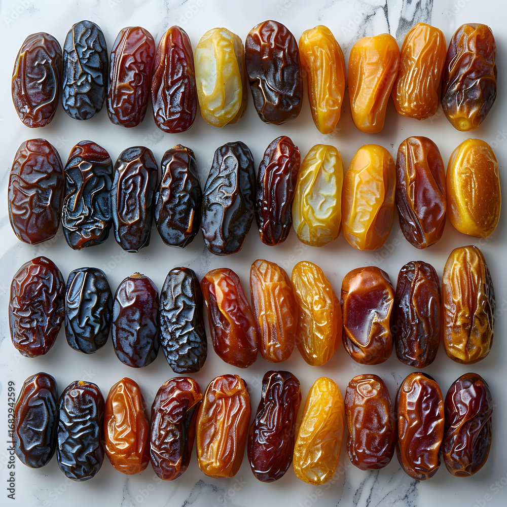 Dates By Color Premium studio shot showing A detailed, professional image of 12 ...