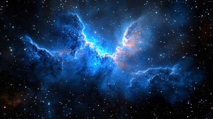 Wall Mural - Breathtaking Blue Nebula in Space, Ethereal Cosmic Scene with Stars and Interstellar Cloud Formation