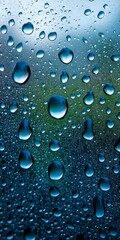 Wall Mural - Serene Macro Shot of Water Droplets on Smooth Surface, Creating a Tranquil and Refreshing Atmosphere