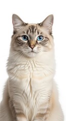  Beautiful siamese cat with blue eyes isolated on white background