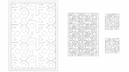 Wall Mural - Geometric shapes and abstract line patterns in black and white designs on a white background layout