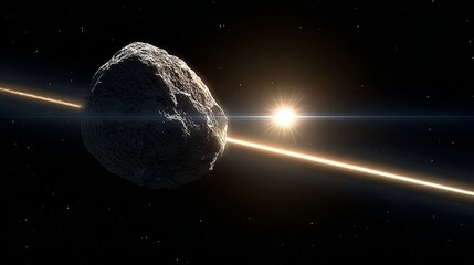 Wall Mural - Distant Dark Rock in Celestial Space Reflecting Cosmic Starlight with Planet Formation in View
