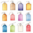 © UMPH.CREATIVE - Colorful tag label paper string blank isolated set watercolor textured empty cheerful