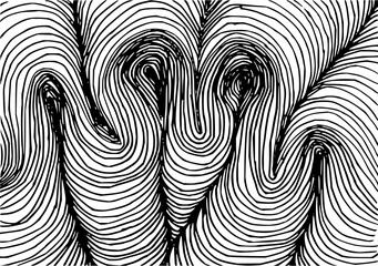 dynamic abstract black and white line art pattern creating depth and movement