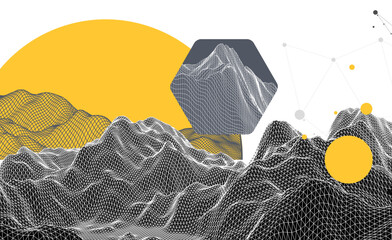 Wall Mural - abstract wireframe background. modern science or technology art elements. surface illustration.