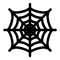 Bold black spiderweb illustration with symmetrical and geometric design, isolated on white
