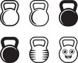© MDHRIDOY - Collection of Six Kettlebell Icons in Black and White
