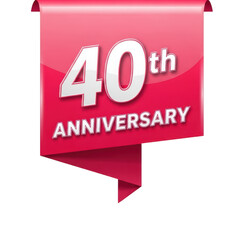 Wall Mural - Celebrate your 40th anniversary milestone with a festive red ribbon banner design transparent background