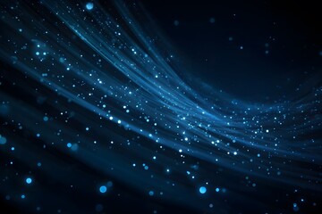 Wall Mural - Abstract background with blue glowing light rays and stars on a dark background. Big data technology, internet connection concept.