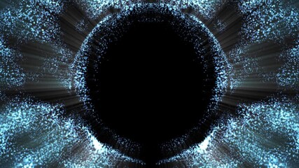 Wall Mural - abstract circular formation of glowing blue particles radiating from a dark central void