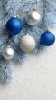 © Nunthaphuk - Elegant Christmas Background Design for Seasonal Marketing – Elegant Christmas Background with Blue and Silver Baubles on Fir Branches