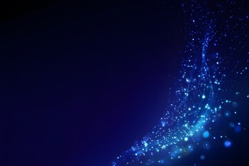 Wall Mural - Abstract background with blue glowing light rays and stars on a dark background. Big data technology, internet connection concept.
