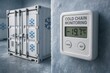 © Creative mind - A cold chain monitoring display with cargo containers in a freezing storage