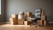 © Samsul - Empty room, boxes, chair, move