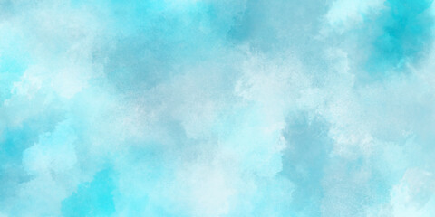 Wall Mural - Blue sky with white clouds Abstract nature background of romantic summer. Sunny sky blue light watercolor aquarelle painting brush effect. Fantastic fuzzy and puffy blue sky for design.	
