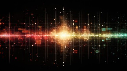 Wall Mural - Abstract vibrant illustration of light and data streams against a dark background