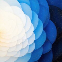 Wall Mural - Abstract artwork featuring a gradient of blue and white circles with golden accents.