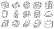 © Mandeep - Sketchy line art gadget, device, and personal item collection in drawing style