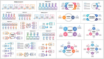 Wall Mural - big collection of business infographic design template with options, steps or processes. can be used