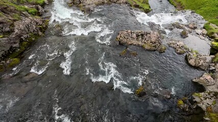 Canvas Print - water flowing in the river view.