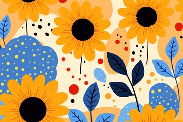 Wall Mural - sun flowers backgrounds sunflower pattern.