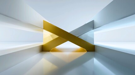 Geometric starburst shape on textured pedestal with moody blue gradient background