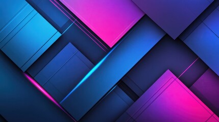 Wall Mural - Overlapping geometric shapes in vibrant gradients of blue and magenta, modern design