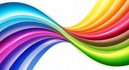 Abstract rainbow wave design with vibrant colors against a clean white background art illustration
