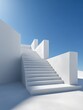 © Johannes - modern minimalist white concrete staircase under clear blue sky