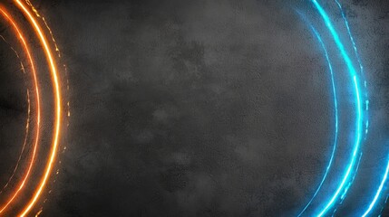 Wall Mural - Black background with two orange and blue circles. The circles are in the middle of the background and are glowing