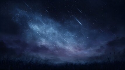Wall Mural - a breathtaking deep blue night sky filled with countless stars a visible galaxy and multiple bright 