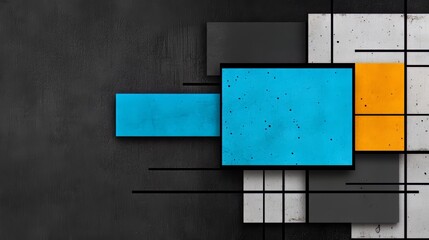 Wall Mural - blue and yellow square with a white border is surrounded by other squares. the blue square is the ma