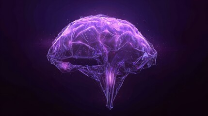 Artificial intelligence holographic data visualization with glowing brain networks and neon structures, high-resolution futuristic digital design