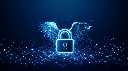 Securing digital connections a glowing padlock above a network of connections in a virtual environment
