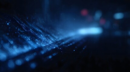 Wall Mural - abstract blue digital network with glowing particles and light streaks representing modern technolog