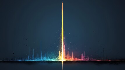 Wall Mural - colorful, abstract image of a rainbow with a long, thin line of color extending from the top of the 