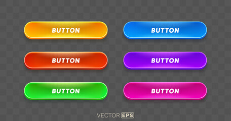 Wall Mural - Light button, frame label, event web bar, buttons with color. Vector illustration