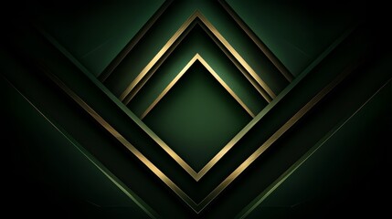 Wall Mural - Green background with gold frames. The gold frames are in the shape of squares