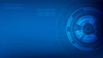 Digital futuristic technology background with abstract cyber circuit, data visualization, and blue tech interface. Ideal for AI, innovation, machine learning, blockchain, and modern science design.